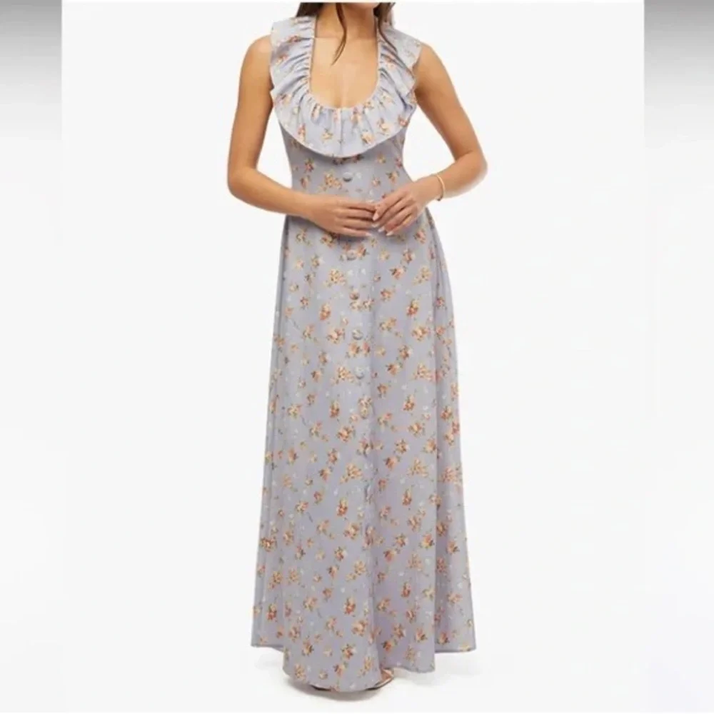 NWT WEWOREWHAT Roses Ruffle Halter Midi Dress fairy Cottagecore ethereal - Picture 2 of 9